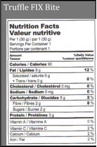 Truffle Fix Bite Nutrition Label